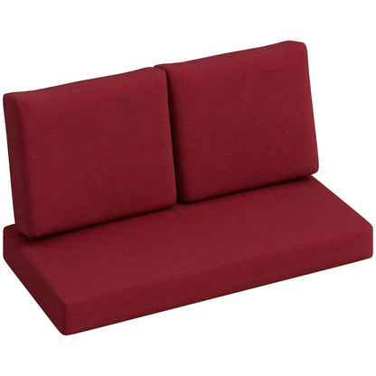 2 Seater 5" Thick Outdoor Seat Cushions, 7" Backrest, Wine Red Patio Chair Cushions at Gallery Canada