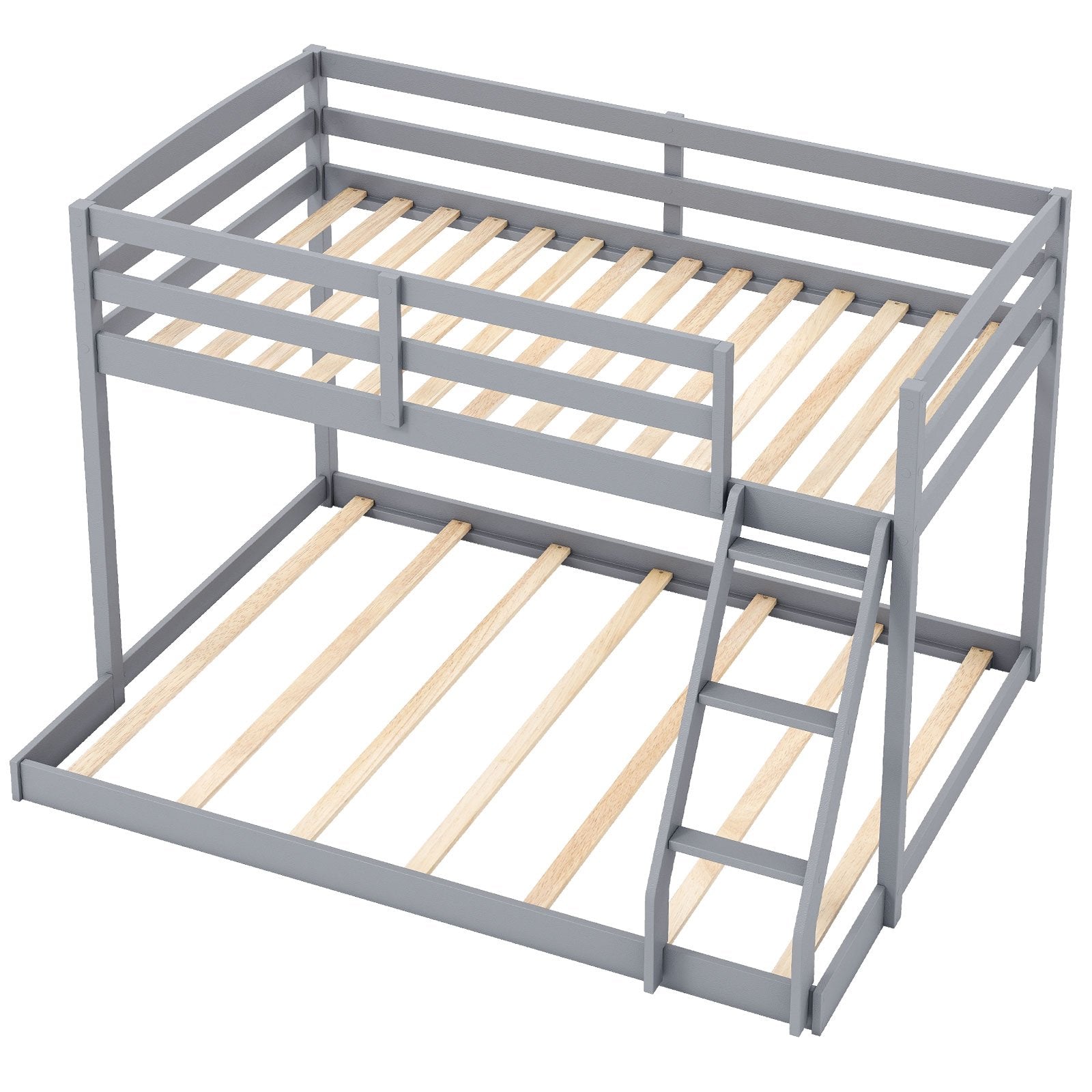 Twin Over Full Bunk Bed Low Floor Bunk Bed Frame, Gray Bunk Bed Frame at Gallery Canada