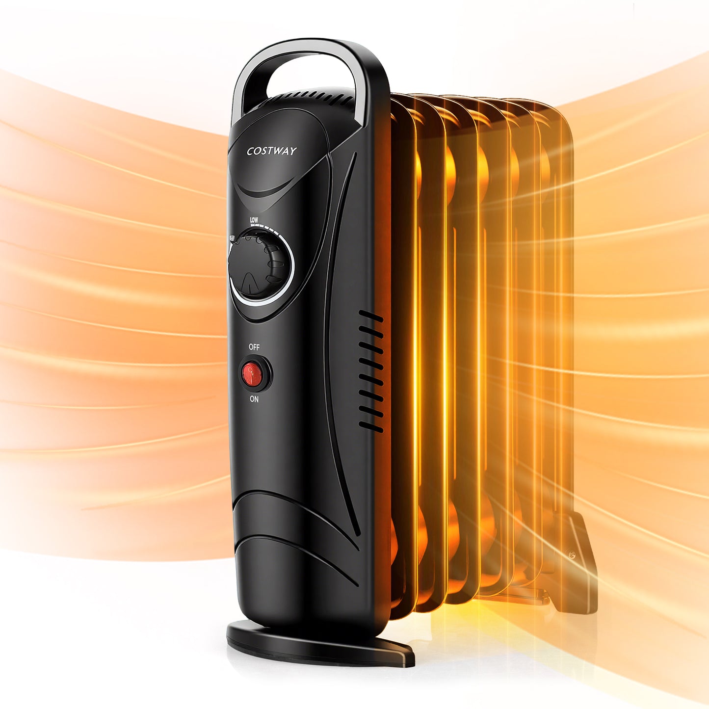 700W Electric Oil Filled Radiator Heater with Adjustable Thermostat, Black Appliances at Gallery Canada