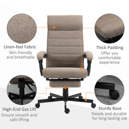 High Back Office Chair, Swivel Recliner, Adjustable Height, Footrest, Padded Armrest, Brown Task Chairs at Gallery Canada