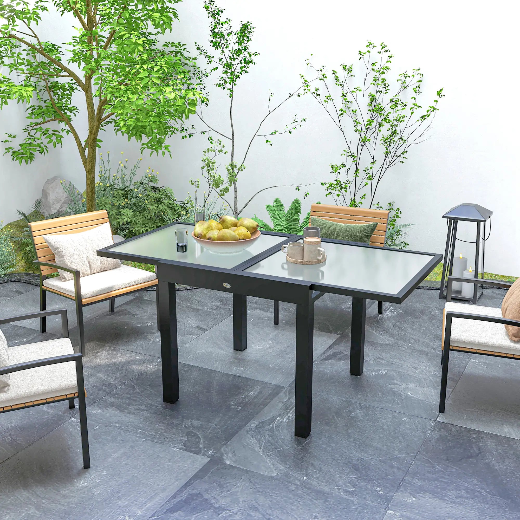 Extendable Patio Dining Table, Tempered Glass Aluminum, Clear Patio Dinning Tables at Gallery Canada