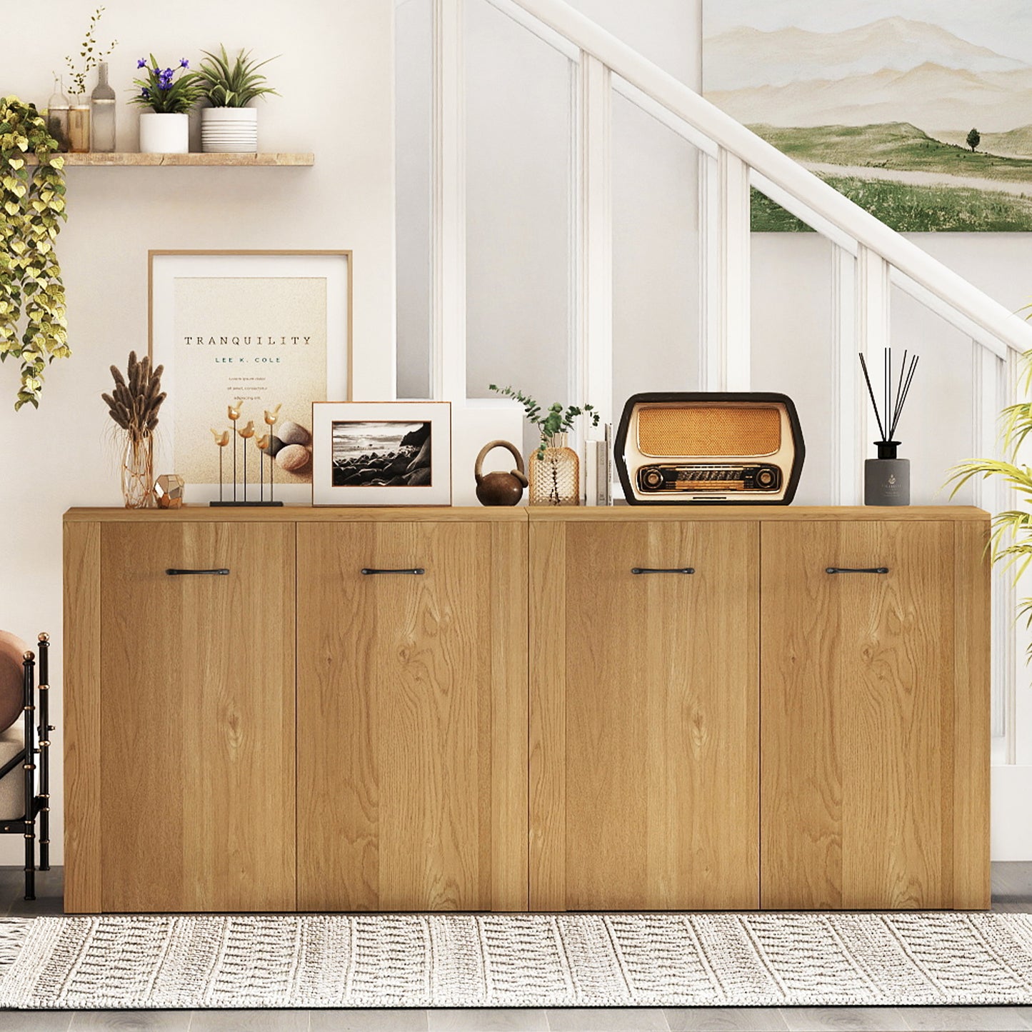38" Modern Sideboard Cabinet With Storage, Natural