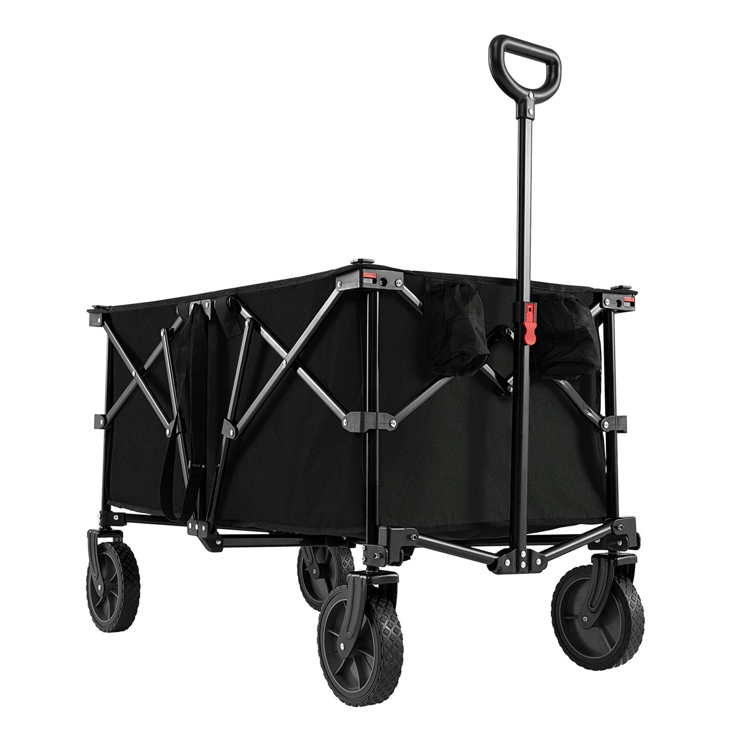 38 Inch 400 LBS Heavy-Duty Collapsible Wagon Cart with Adjustable Handle for Camping Garden, Black Garden Carts at Gallery Canada