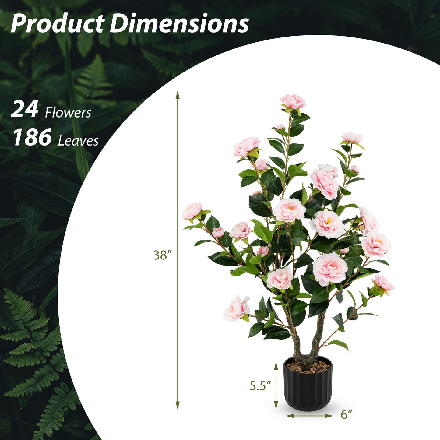 38 Inch Artificial Camellia Tree Faux Flower Plant in Cement Pot 2 Pack, Pink Faux Plants at Gallery Canada