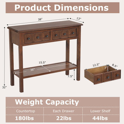 38 Inch Rustic Console Table with 2 Drawers and Bottom Open Shelf, Espresso Console Tables at Gallery Canada