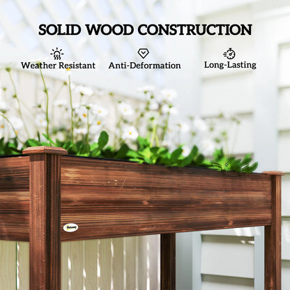 48" x 22" x 30" Wooden Patio Raised Garden Bed Planter, Carbonized Elevated Garden Beds at Gallery Canada