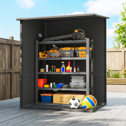 4'x5' Dark Grey Garden Storage Shed, Lockable Tool House, Dark Grey Sheds at Gallery Canada