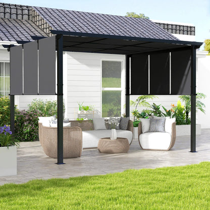 10' x 12' Metal Pergola, Retractable Canopy, Garden Patio Backyard Deck Pergolas at Gallery Canada
