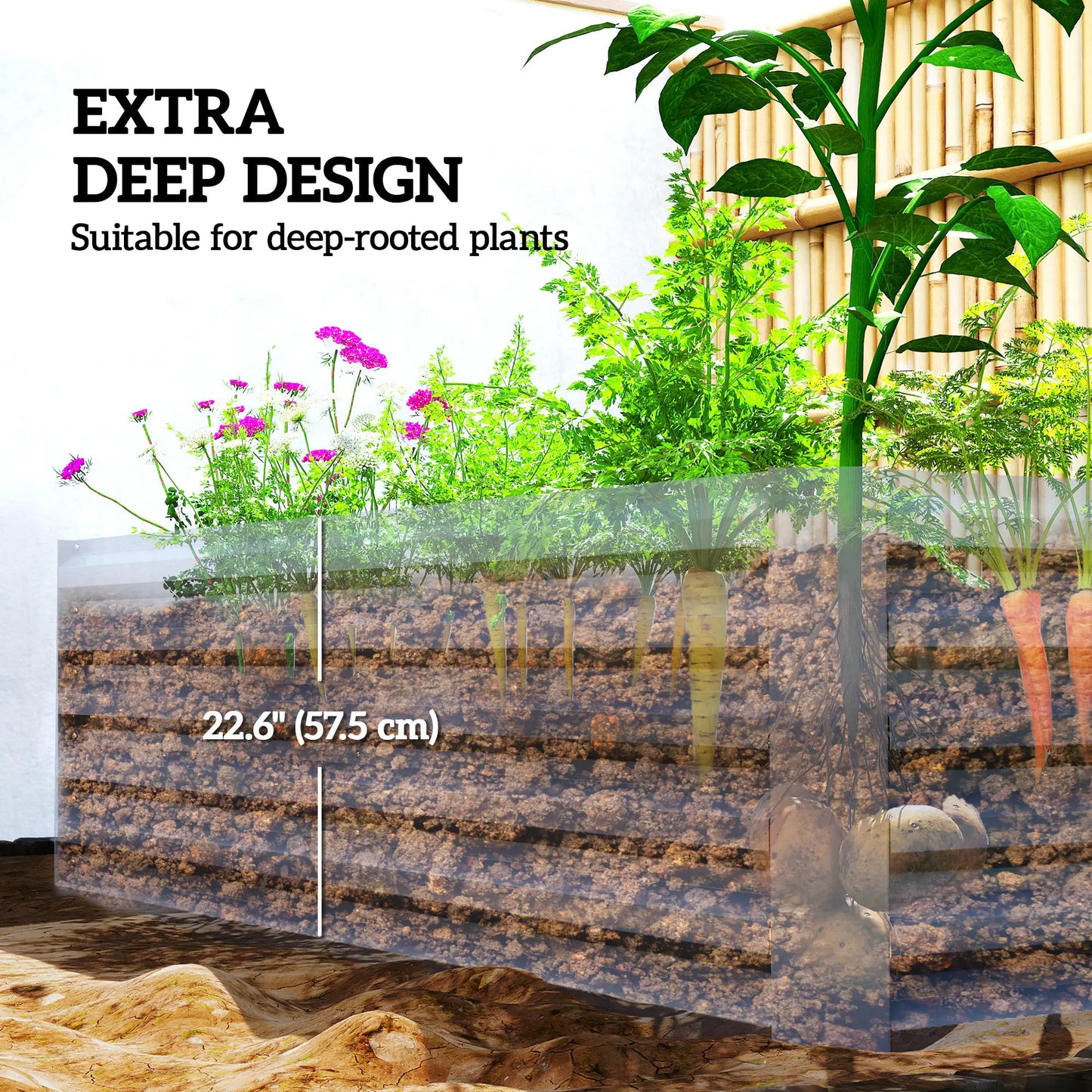 6' x 3' x 2' Raised Garden Bed, Galvanized Planter Box, Dark Grey Galvanized Planter Boxes at Gallery Canada
