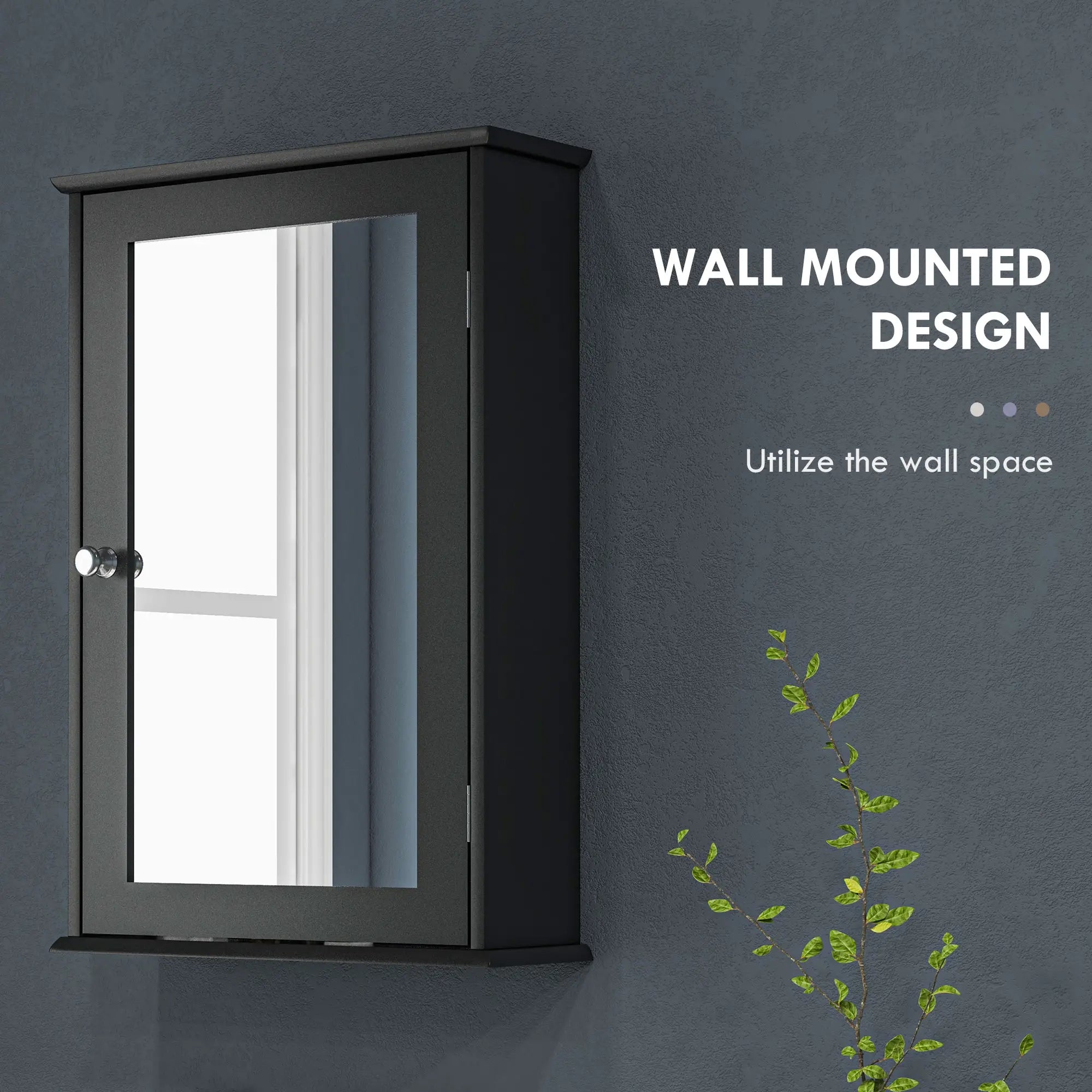 Wall Mounted Bathroom Mirror Cabinet with Shelves, Black Mirror Medicine Cabinets at Gallery Canada