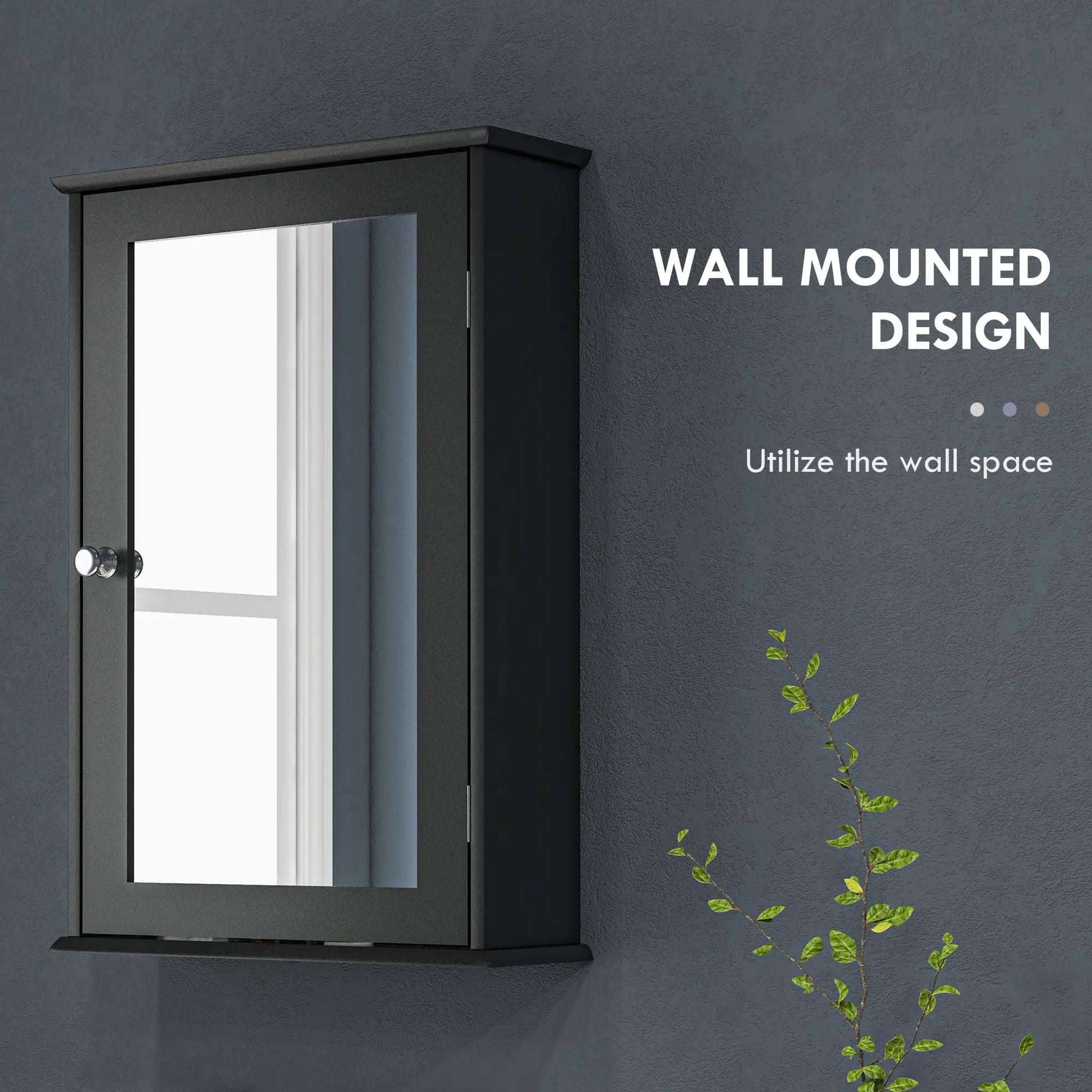 Wall Mounted Bathroom Mirror Cabinet with Shelves, Black Mirror Medicine Cabinets at Gallery Canada