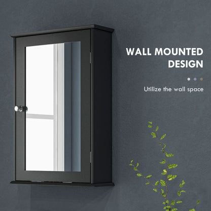 Wall Mounted Bathroom Mirror Cabinet with Shelves, Black Mirror Medicine Cabinets at Gallery Canada