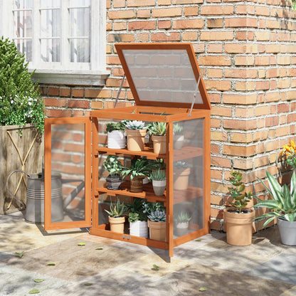Wooden 2 Tier Cold Frame Greenhouse, 22.8" x 17.3" x 30.7", Orange Cold Frame Greenhouses at Gallery Canada