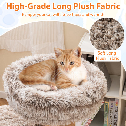 Cat Tree Solid Pear Wood with Perch and Natural Jute Scratching Posts, Brown Cat Trees Condos & Scratchers at Gallery Canada