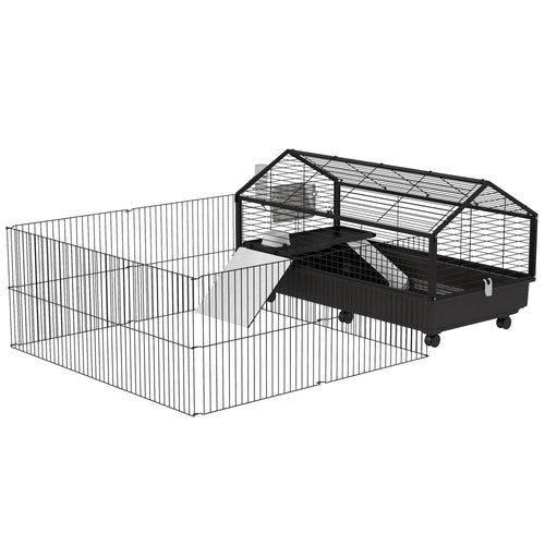 Metal Small Animal Cage, Rabbit Cage, Guinea Pig, Chinchilla, Hedgehog, 47.2
