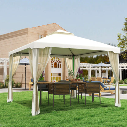 10' x 10' Patio Gazebo, Steel Frame, Mosquito Netting, Cream White Gazebos at Gallery Canada