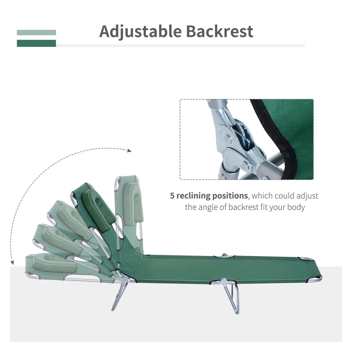 Outdoor Lounge Chair, Adjustable Folding Chaise, Green Lounger Chairs at Gallery Canada