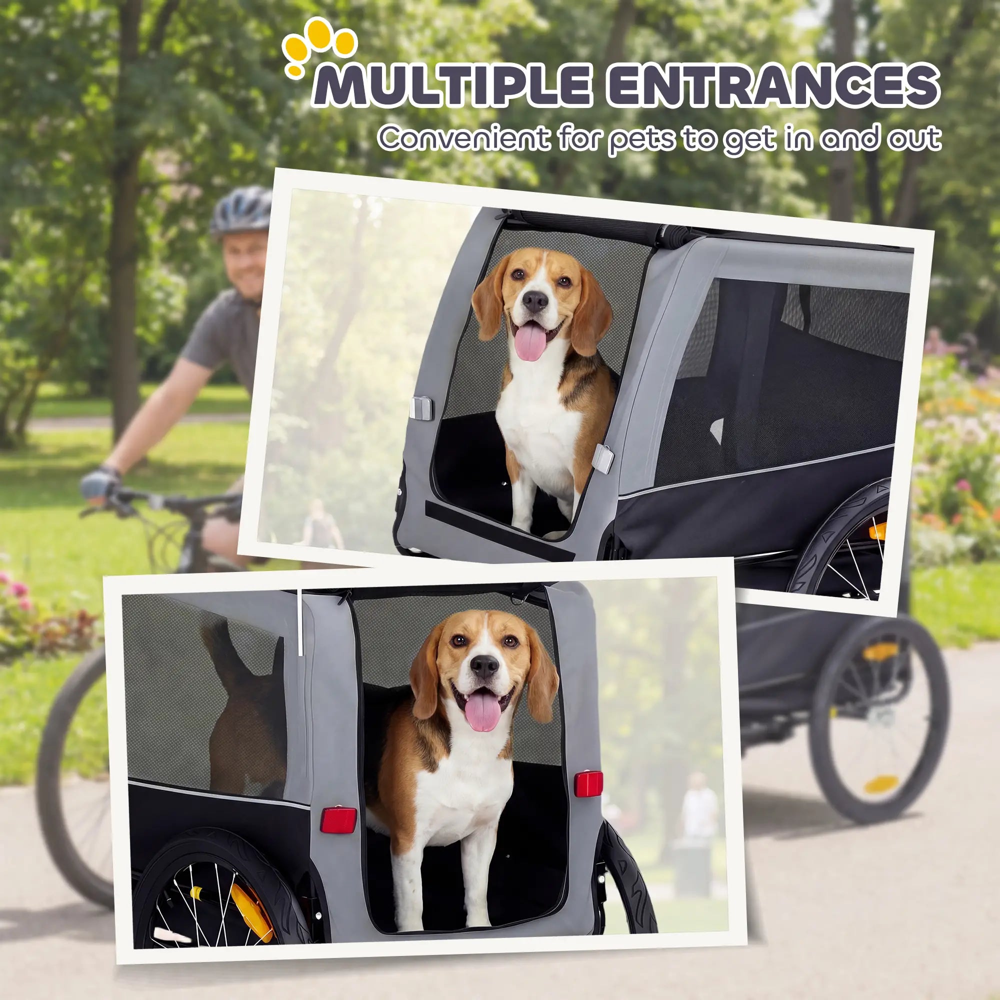 Dog Bike Trailer, Pet Cart Carrier, Large Wheels, 2 Doors Dog Bike Trailers & Strollers at Gallery Canada
