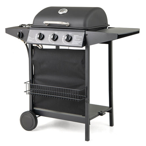 39,000 BTU Outdoor Burner Propane Gas Grill On Wheels, Black
