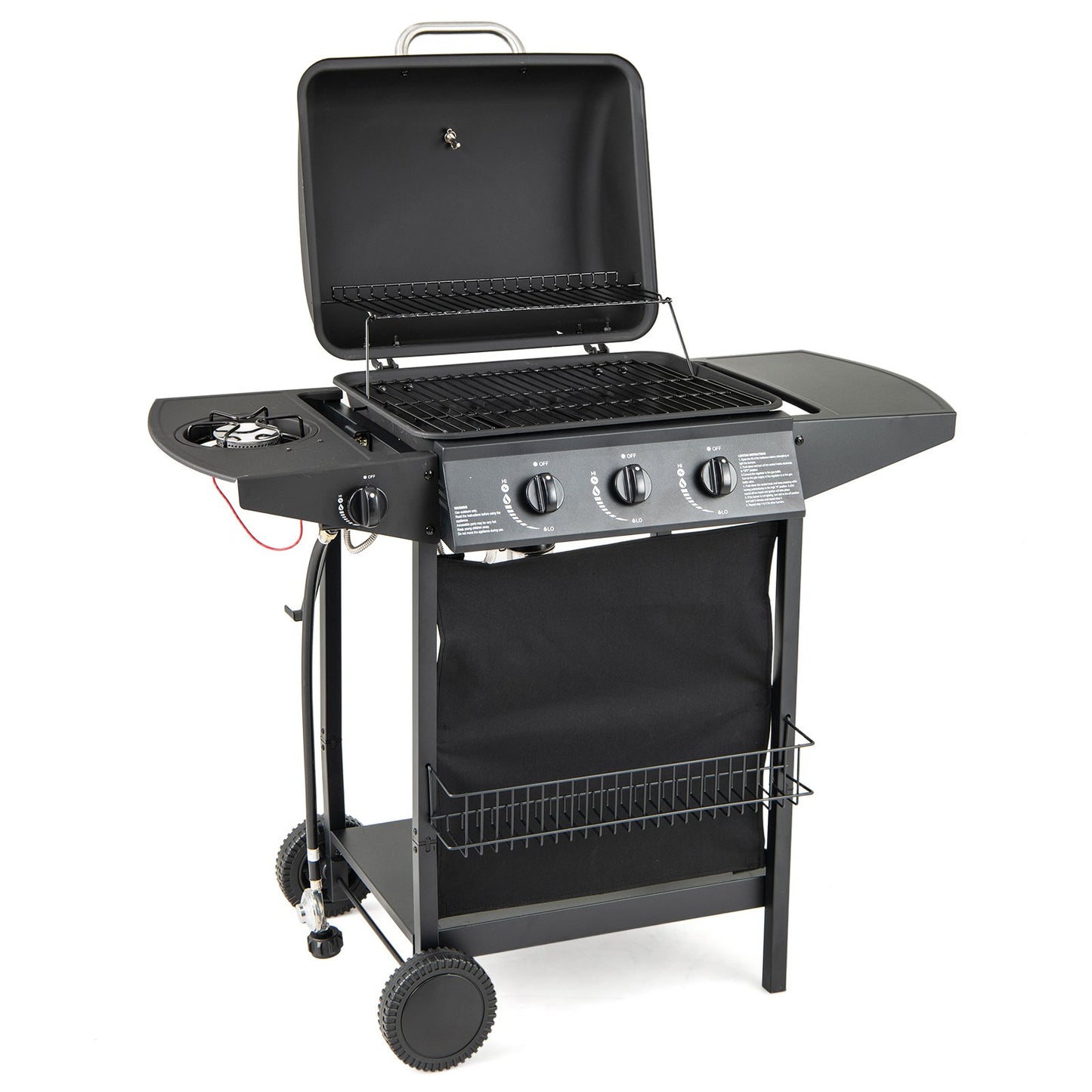 39 000 BTU Outdoor Burner Propane Gas Grill on Wheels, Black Outdoor Grills Black at Gallery Canada