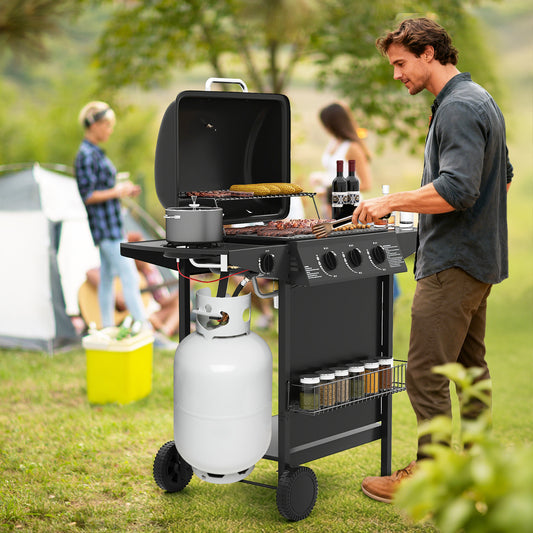 39,000 BTU Outdoor Burner Propane Gas Grill On Wheels, Black Outdoor Grills Black at Gallery Canada