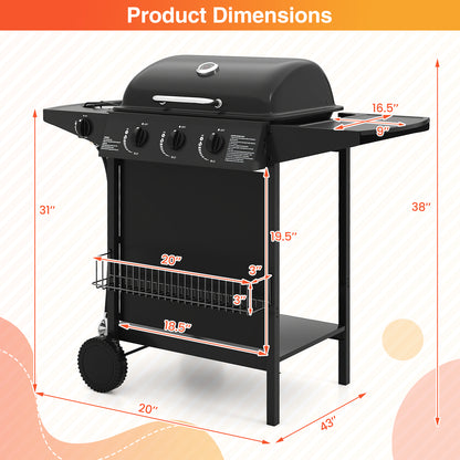 39,000 BTU Outdoor Burner Propane Gas Grill On Wheels, Black Outdoor Grills at Gallery Canada