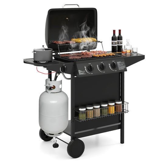 39,000 BTU Outdoor Burner Propane Gas Grill On Wheels, Black Outdoor Grills Black at Gallery Canada