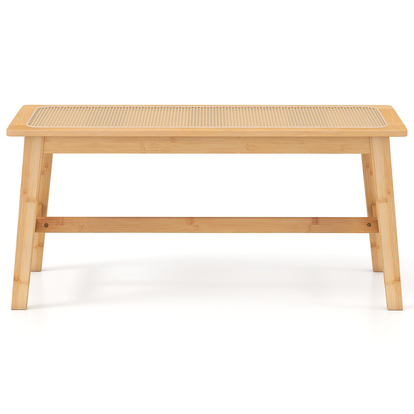 39.5 Inch Bamboo Dining Bench with Handwoven Rattan Seat for Indoor Outdoor, Natural Outdoor Benches at Gallery Canada