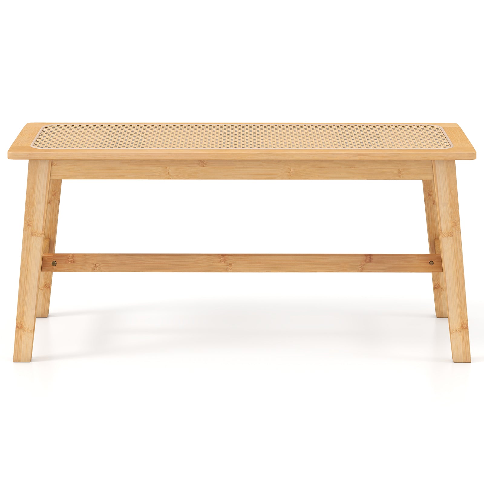 39.5 Inch Bamboo Dining Bench with Handwoven Rattan Seat for Indoor Outdoor, Natural Outdoor Benches at Gallery Canada