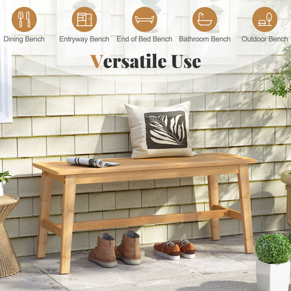 39.5 Inch Bamboo Dining Bench with Handwoven Rattan Seat for Indoor Outdoor, Natural Outdoor Benches at Gallery Canada