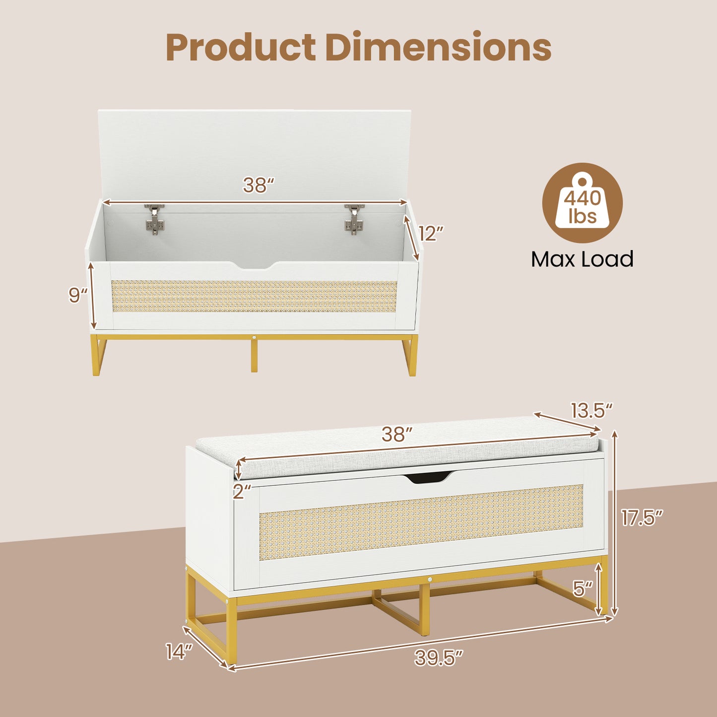 39.5" Rattan Storage Chest, Wicker Shoe Bench, Padded Seat Flip-Top, White Shoe Racks & Storage Benches at Gallery Canada