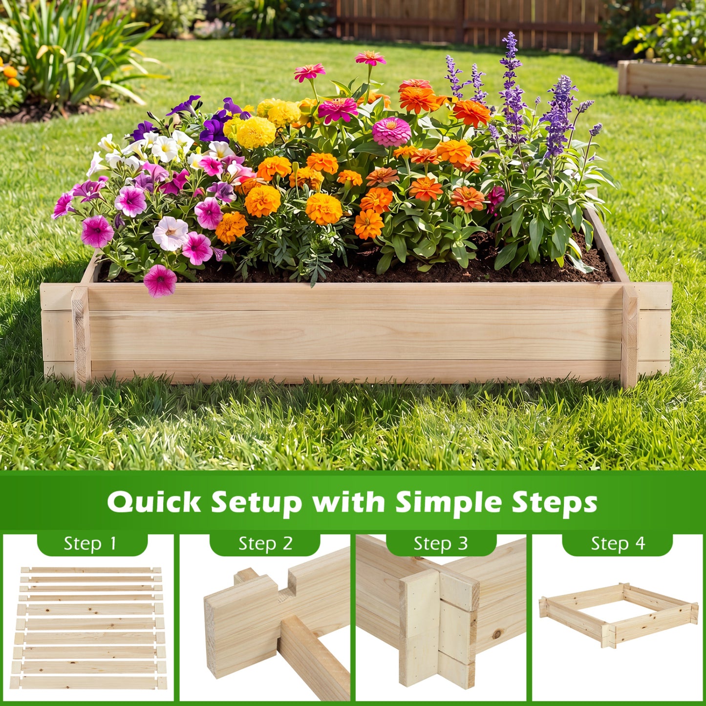 39.5In x 39.5In Square Wooden Raised Garden Bed Raised Garden Beds at Gallery Canada