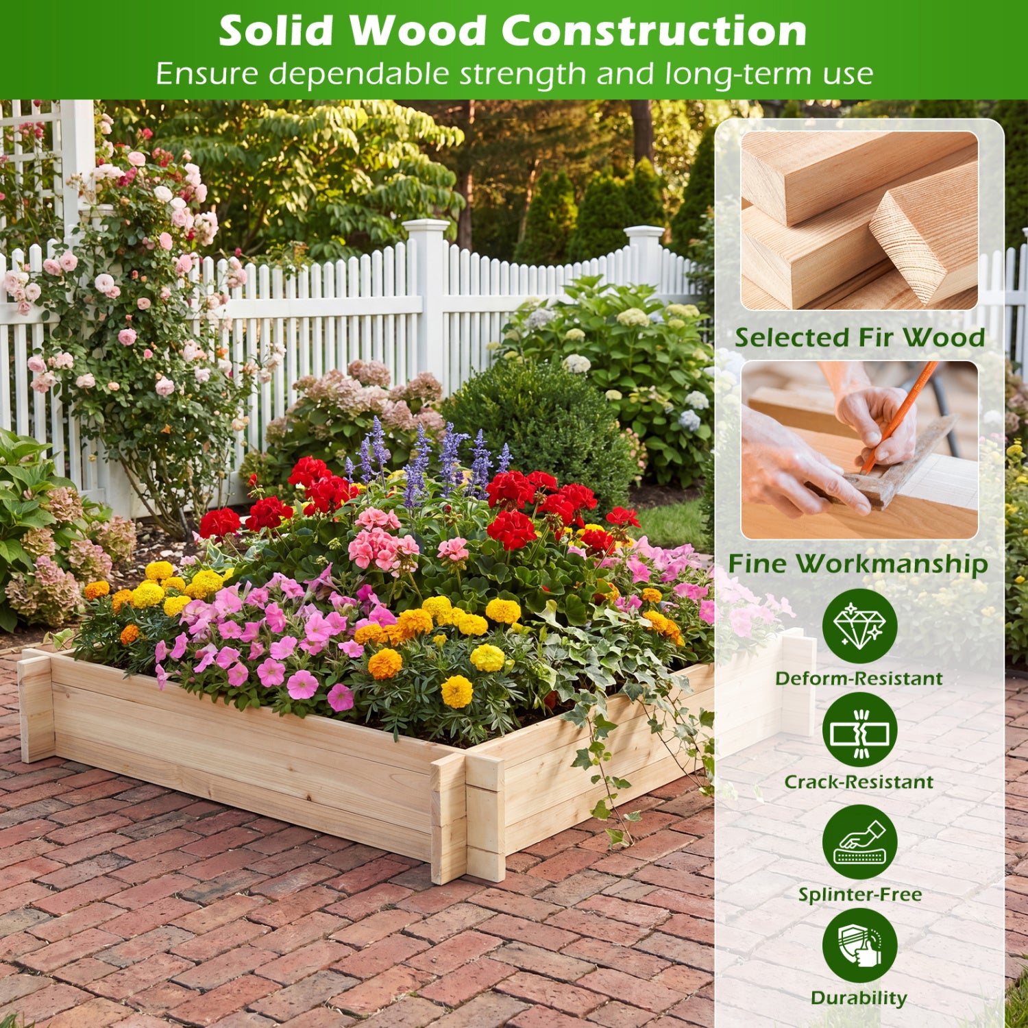 39.5In x 39.5In Square Wooden Raised Garden Bed Raised Garden Beds at Gallery Canada