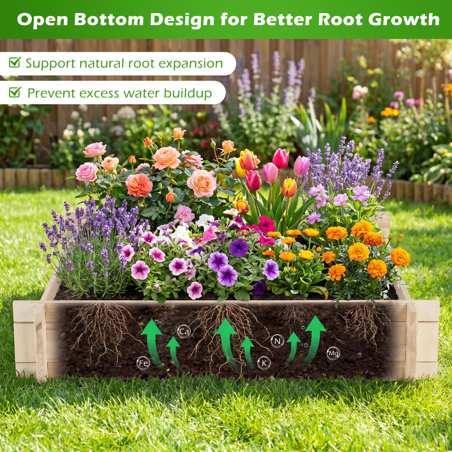 39.5In x 39.5In Square Wooden Raised Garden Bed Raised Garden Beds at Gallery Canada
