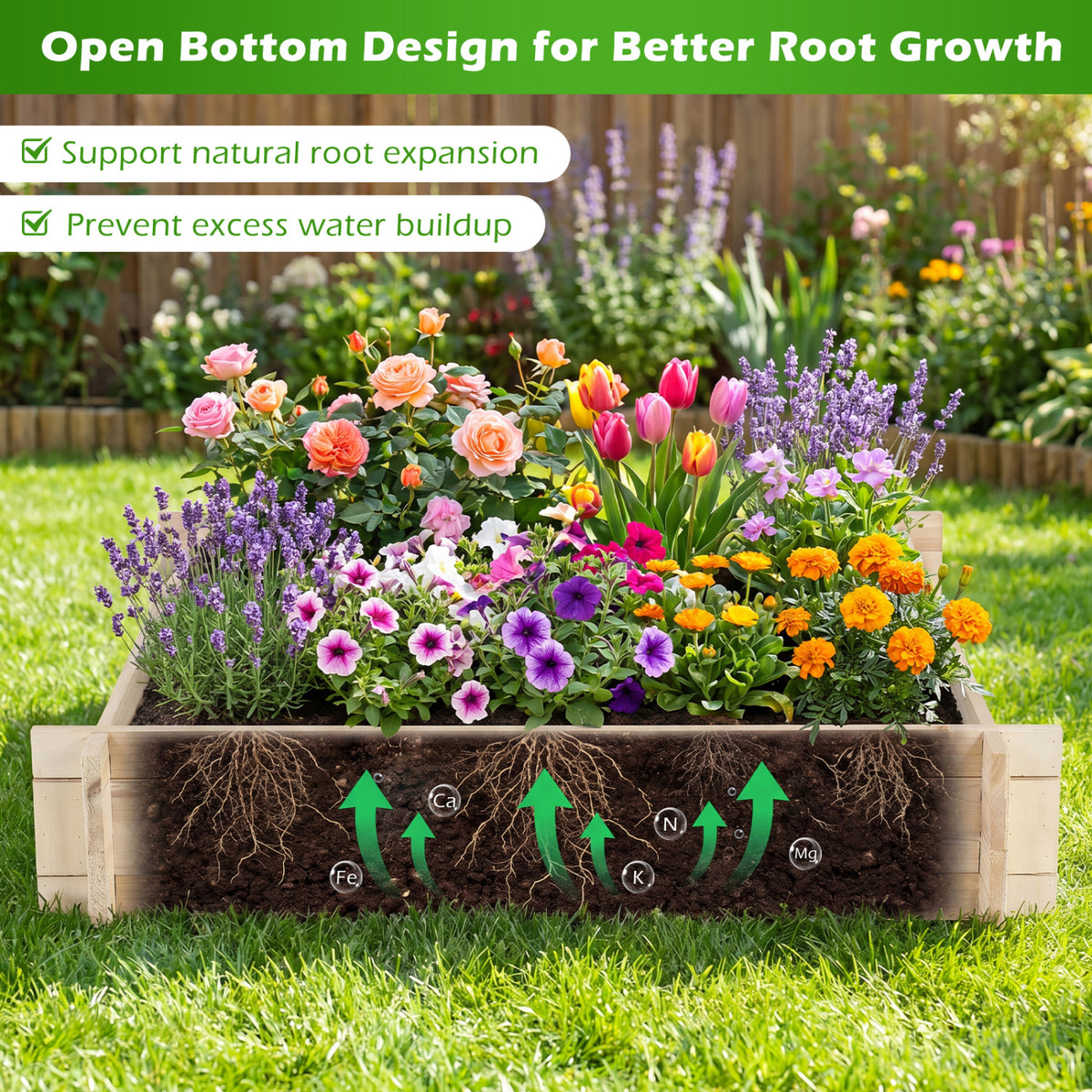 39.5In x 39.5In Square Wooden Raised Garden Bed Raised Garden Beds at Gallery Canada