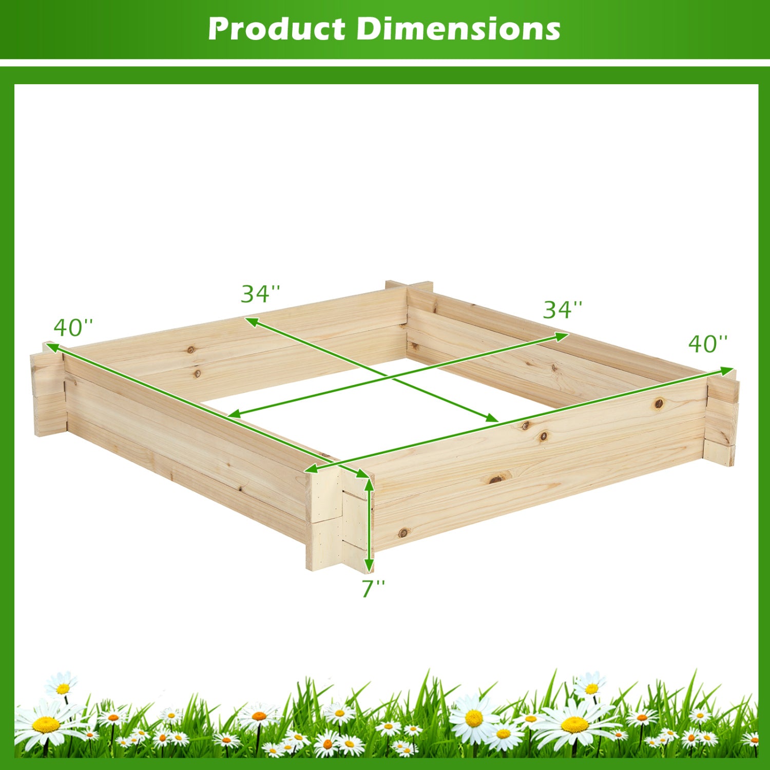 39.5In x 39.5In Square Wooden Raised Garden Bed Raised Garden Beds at Gallery Canada