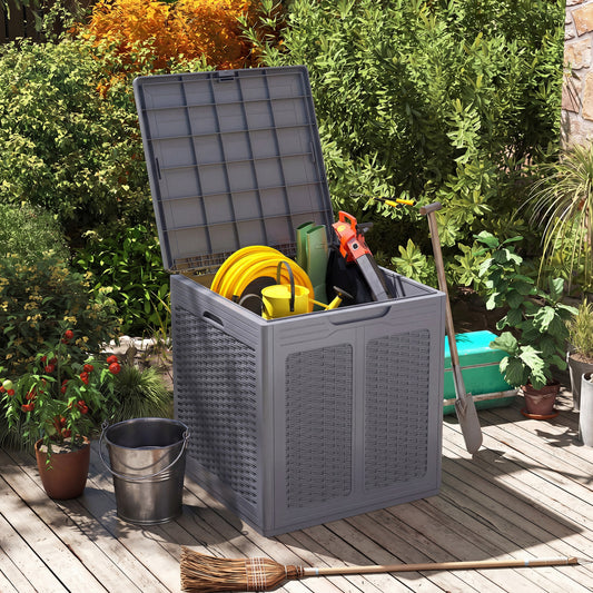39 Gallon Lockable Deck Box for Patio Cushions, Gray Sheds & Outdoor Storage Gray at Gallery Canada