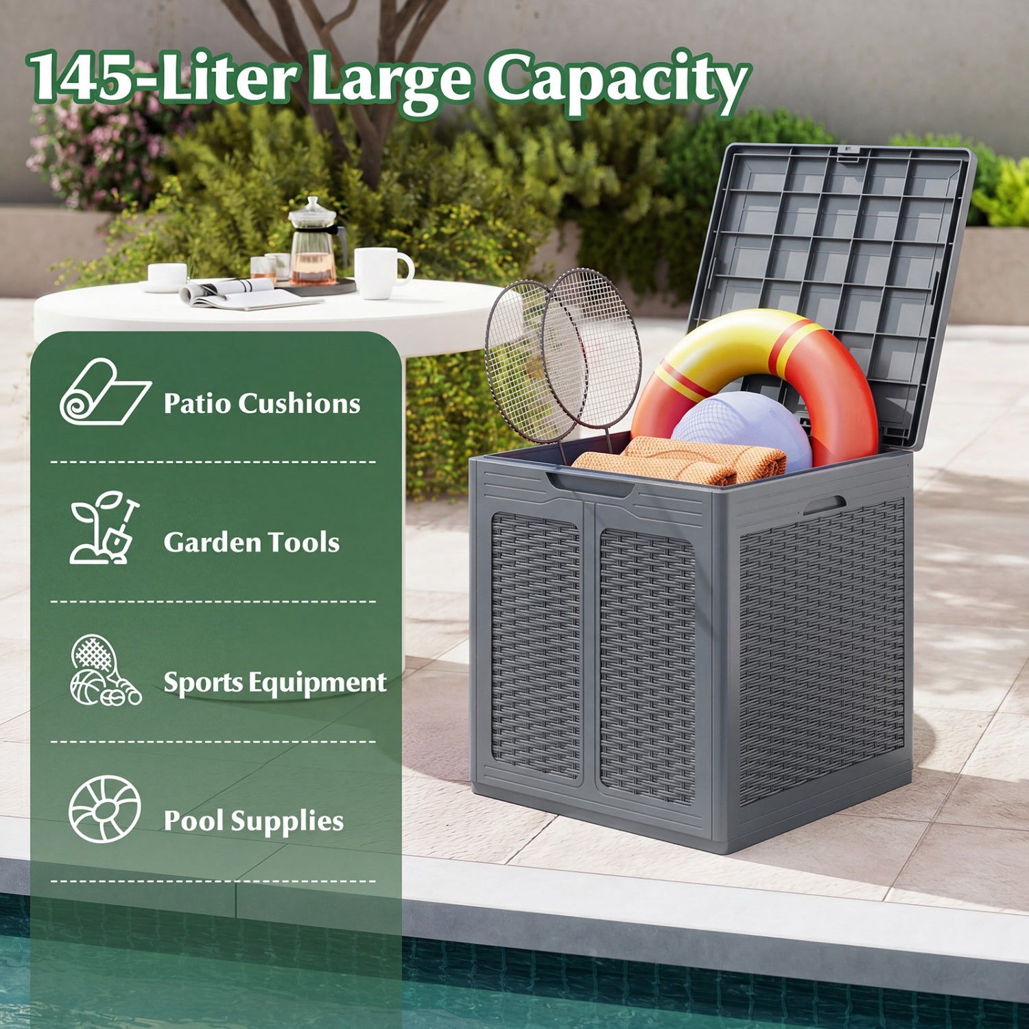 39 Gallon Lockable Deck Box for Patio Cushions, Gray Sheds & Outdoor Storage at Gallery Canada