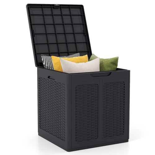 Deck Box, Lockable Lid, Patio Storage, Brown