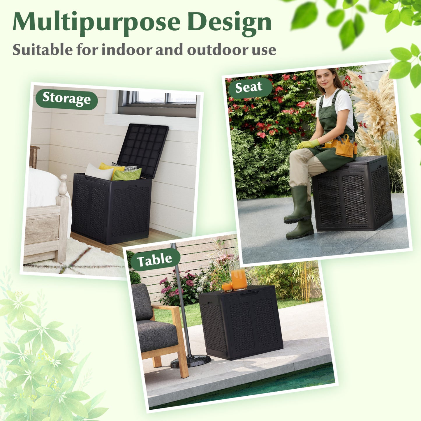 Deck Box, Lockable Lid, Patio Storage, Brown