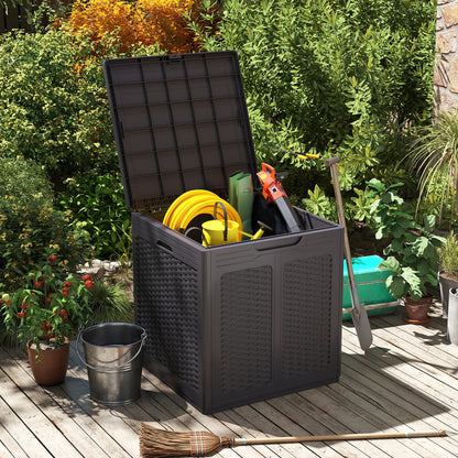 Deck Box, Lockable Lid, Patio Storage, Brown