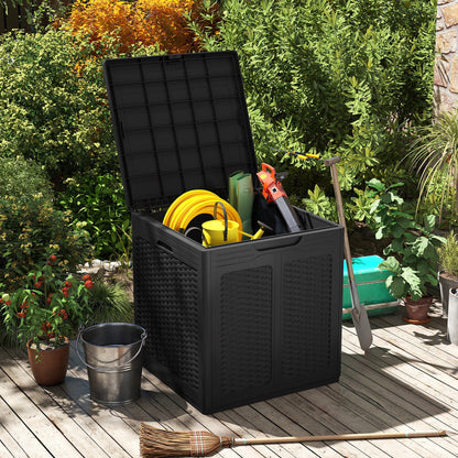 39 Gallon Lockable Deck Box for Patio Cushions, Black