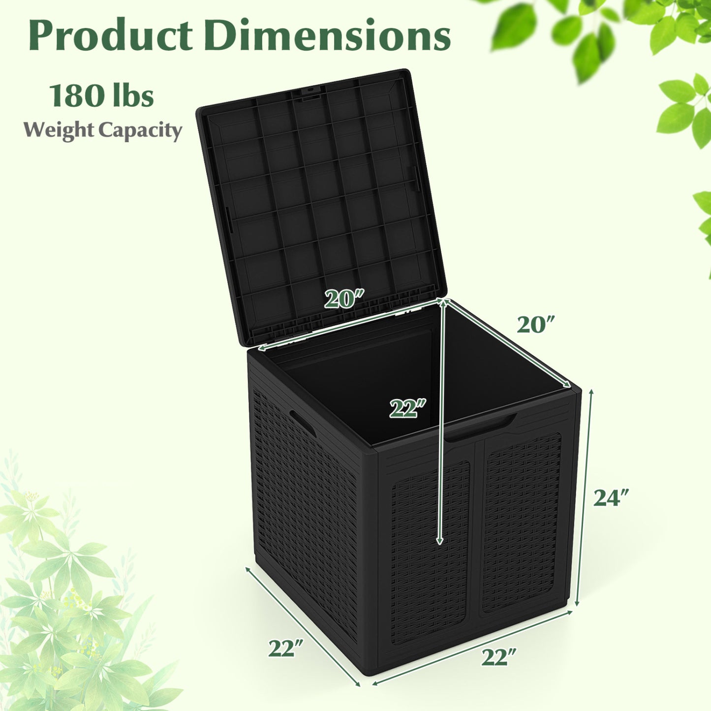 39 Gallon Lockable Deck Box for Patio Cushions, Black