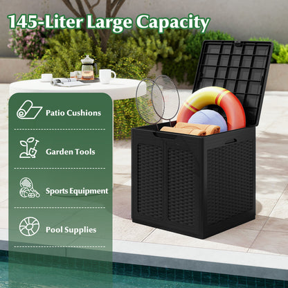 39 Gallon Lockable Deck Box for Patio Cushions, Black
