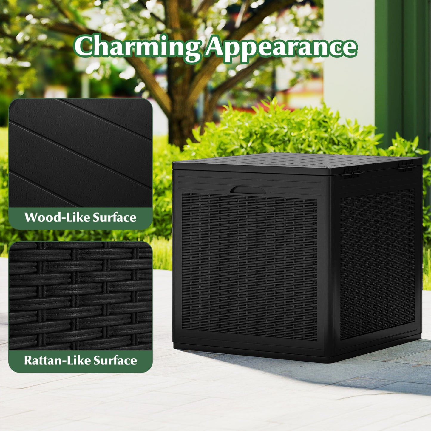 39 Gallon Lockable Deck Box for Patio Cushions, Black