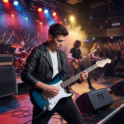 39 Inch Full Size Electric Guitar Beginner Kit with Amplifier for Starter, Blue Guitar & Strings at Gallery Canada