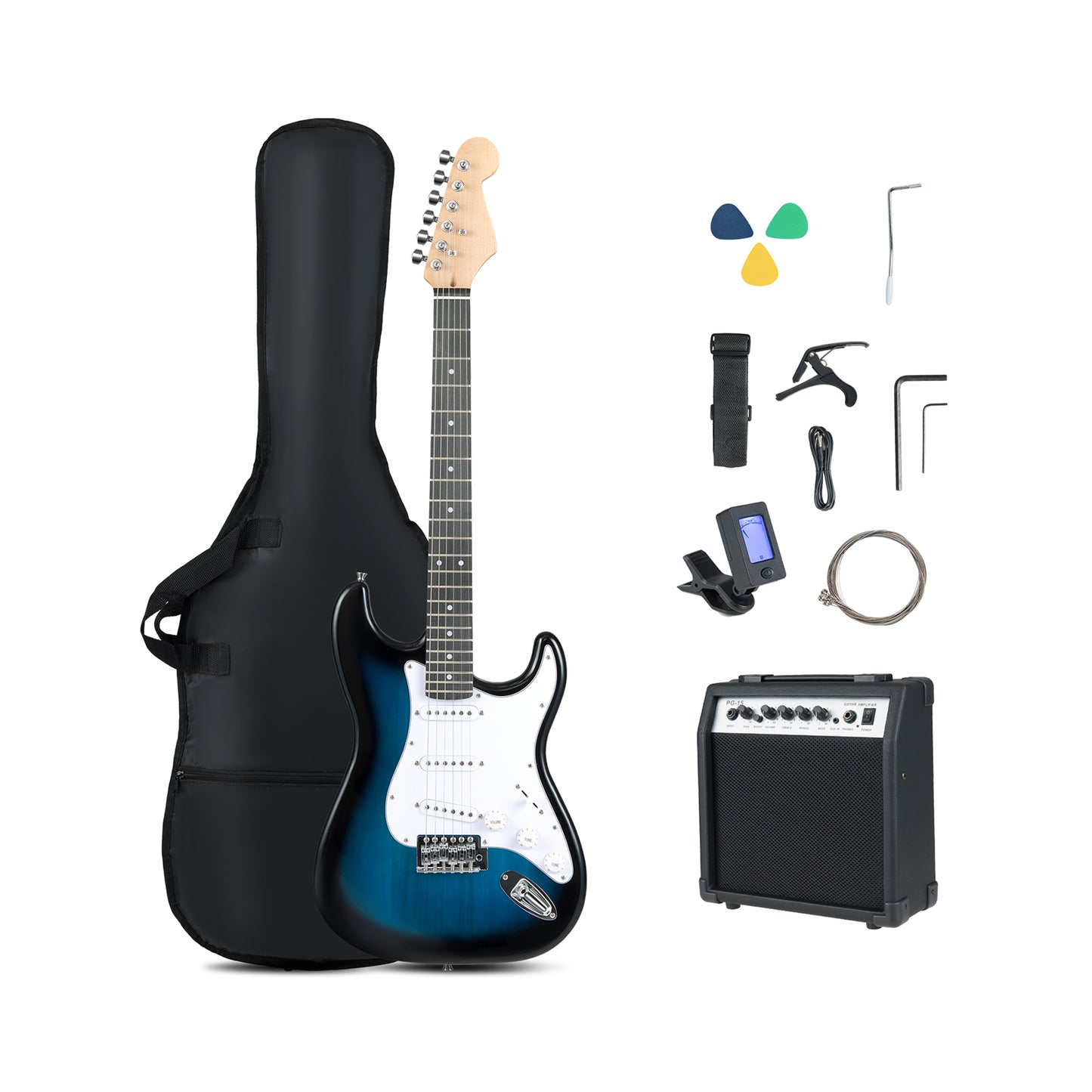 39 Inch Full Size Electric Guitar Beginner Kit with Amplifier for Starter, Blue Guitar & Strings at Gallery Canada