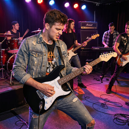 39 Inch Full Size Electric Guitar Beginner Kit with Amplifier for Starter, Black Guitar & Strings at Gallery Canada
