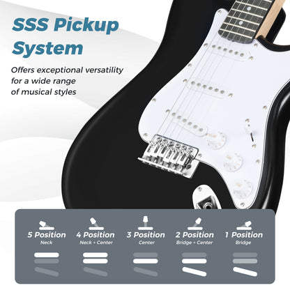 39 Inch Full Size Electric Guitar Beginner Kit with Amplifier for Starter, Black Guitar & Strings at Gallery Canada