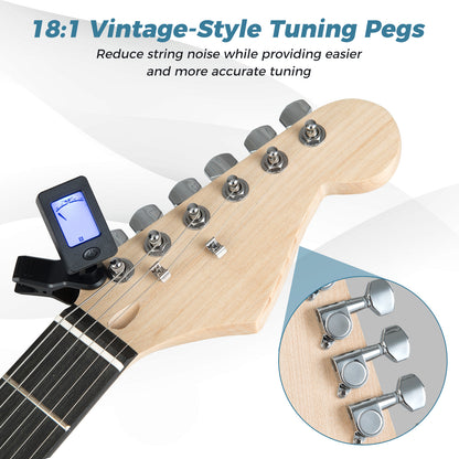 39 Inch Full Size Electric Guitar Beginner Kit with Amplifier for Starter, Black Guitar & Strings at Gallery Canada
